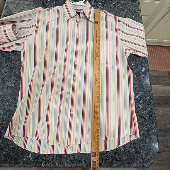 Scott Barber 100% Cotton Striped Button-Up Shirt (Size L) - Picture 6 of 9